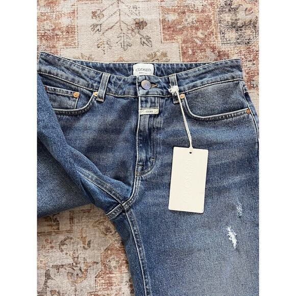 Closed Jean Milo Denim Jeans in Mid Blue High Waist Womens Size 26 NWT Raw Hem - Picture 4 of 14
